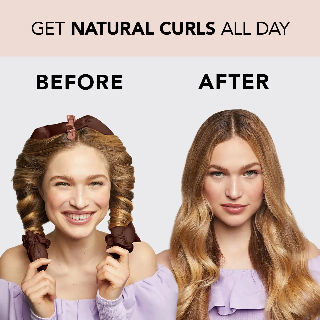 Kitsch XL Satin Heatless Hair Curler Set - Heatless Curls Overnight, Hair Rollers for Soft Curls & Frizz-Free Styling, No Heat Curlers To Sleep in, Jumbo Curling Rod Headband - Chocolate