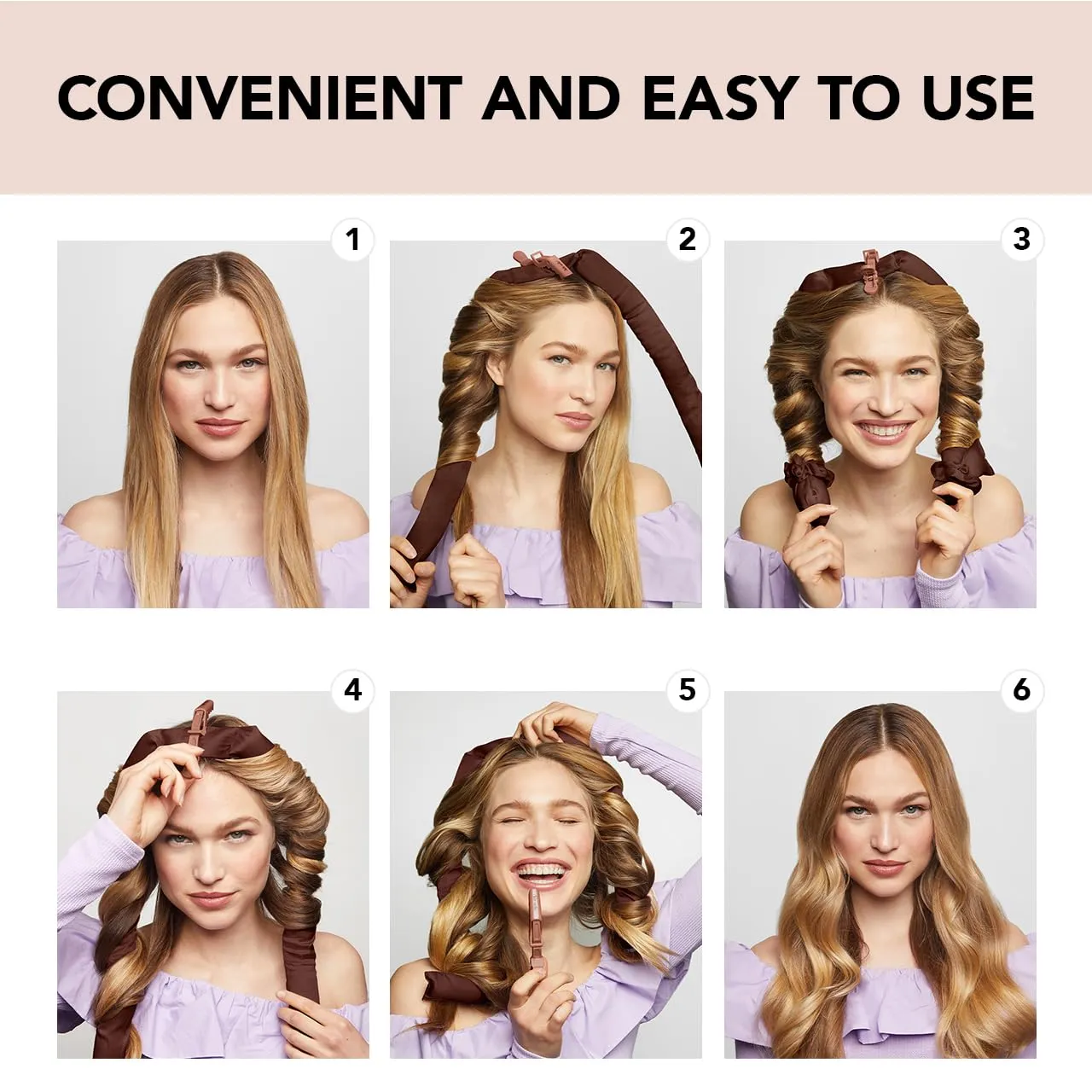 Kitsch XL Satin Heatless Hair Curler Set - Heatless Curls Overnight, Hair Rollers for Soft Curls & Frizz-Free Styling, No Heat Curlers To Sleep in, Jumbo Curling Rod Headband - Chocolate