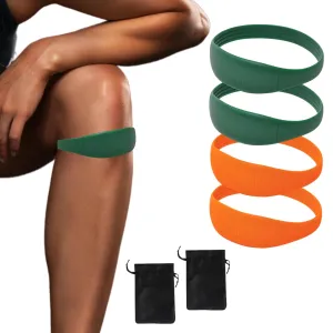 Knee Support Bands, 4 Pack Patella Straps for Tendonitis Knee Pain Relief, Non-Slip Silicone Knee Braces with Travel Bags (Green/Orange)