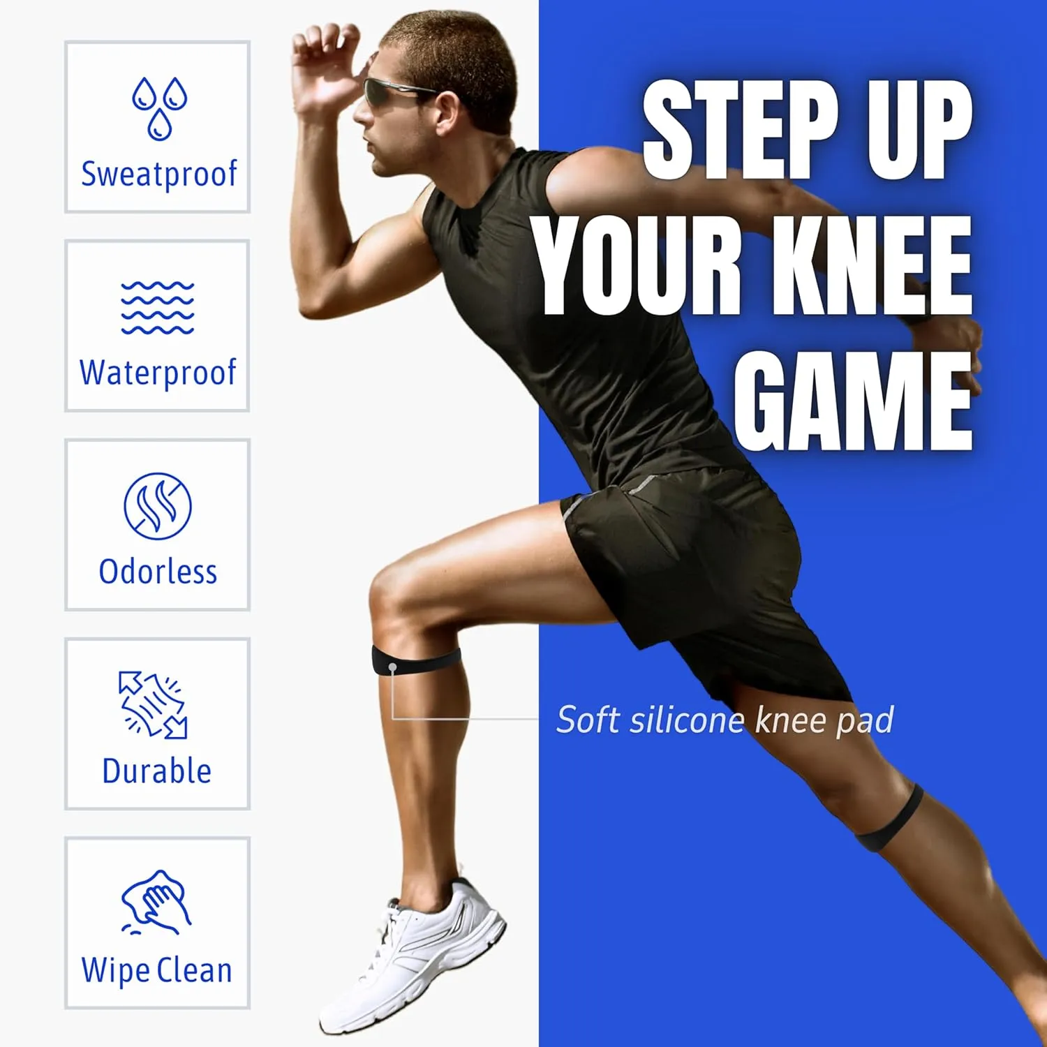 Knee Support Bands, 4 Pack Patella Straps for Tendonitis Knee Pain Relief, Non-Slip Silicone Knee Braces with Travel Bags (Green/Orange)