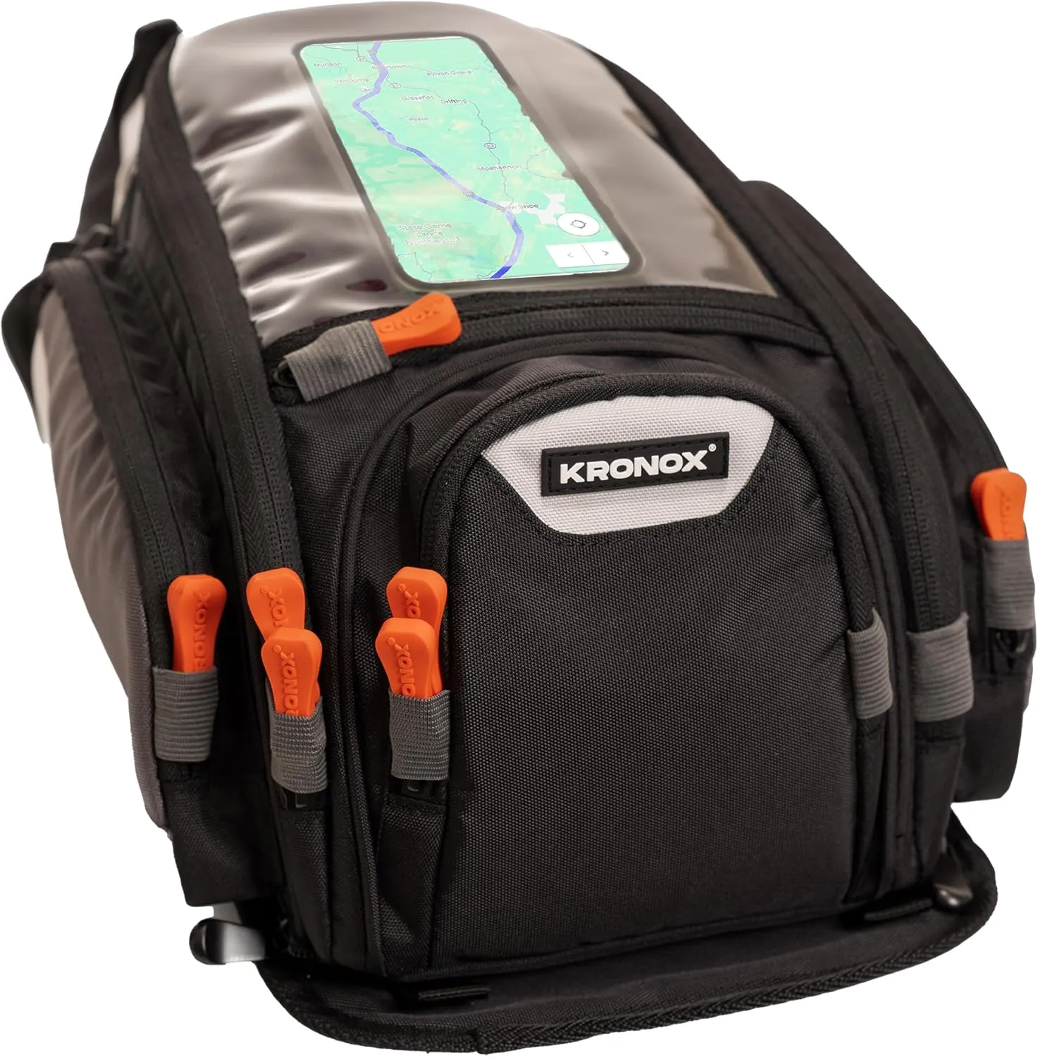 KRONOX Motorcycle Tank Bag with Waterproof Cover - Universal Motorcycle Gas Tank Bag with Straps. Fits Most Honda Yamaha Kawasaki and Harley Bikes