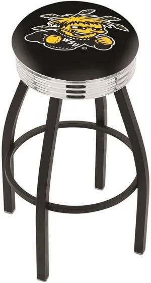 L8B3C Wichita State 25" Swivel Counter Stool with a Black Wrinkle and Chrome Finish