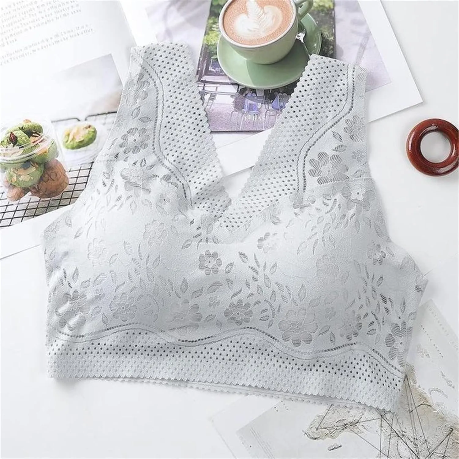 Lace Wireless Bra for Women Full Coverage Adjustable Straps Soft Cup Comfortable Pack of 3