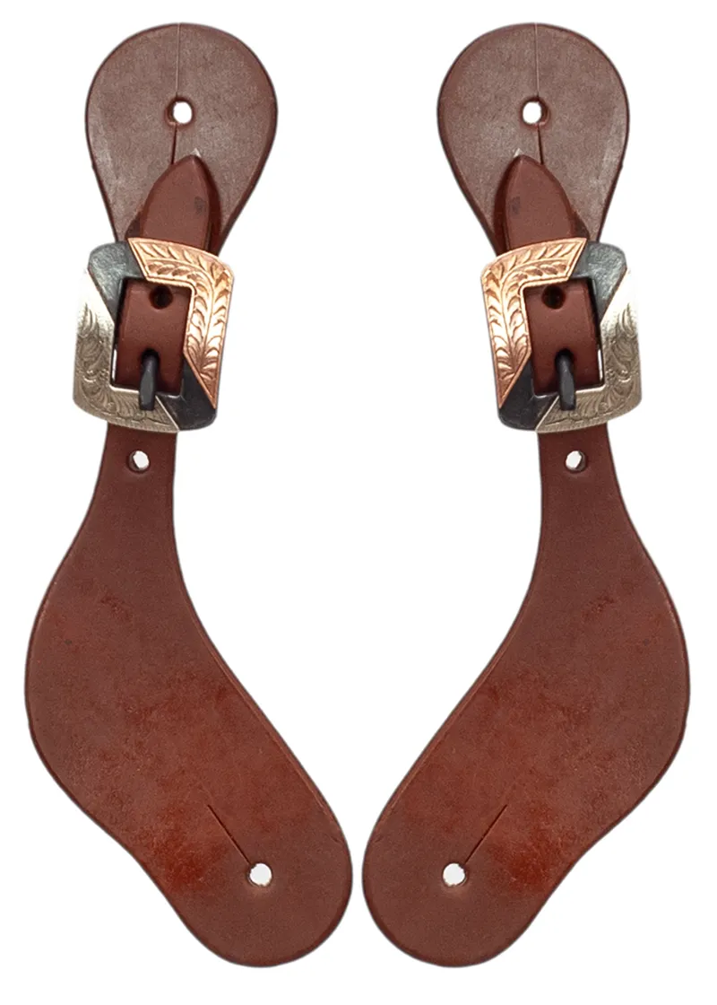 Ladies Leather Copper and Silver Buckle Spur Straps