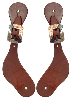 Ladies Leather Copper and Silver Buckle Spur Straps