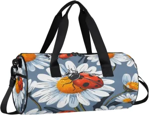Lady Beetle Travel Gym Bag Waterproof Sport Dance Bag for Women Men Portable Gymnastics Duffel Bags Canvas Tote Carry on Handbag for Workout Overnight Weekender