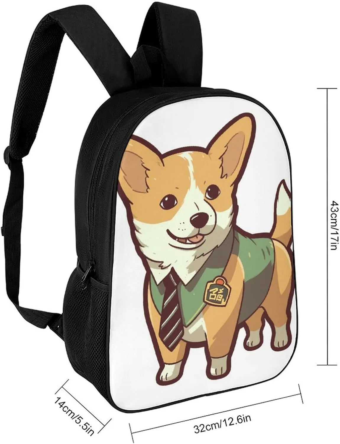 Laptop Backpack for Men 17 Inch Corgi Wearing Tie Work Casual Backpack Lightweight Travel Shoulder Bag