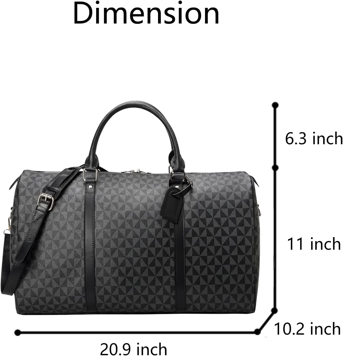 Large capacity Lightweight Weekender Bag Travel Duffel Bag for Women Men Overnight with Toiletry Bag Traveling Handbag for Gym Holiday (Black)