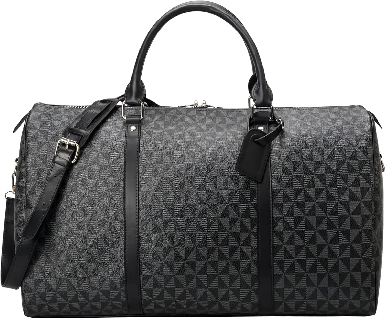 Large capacity Lightweight Weekender Bag Travel Duffel Bag for Women Men Overnight with Toiletry Bag Traveling Handbag for Gym Holiday (Black)
