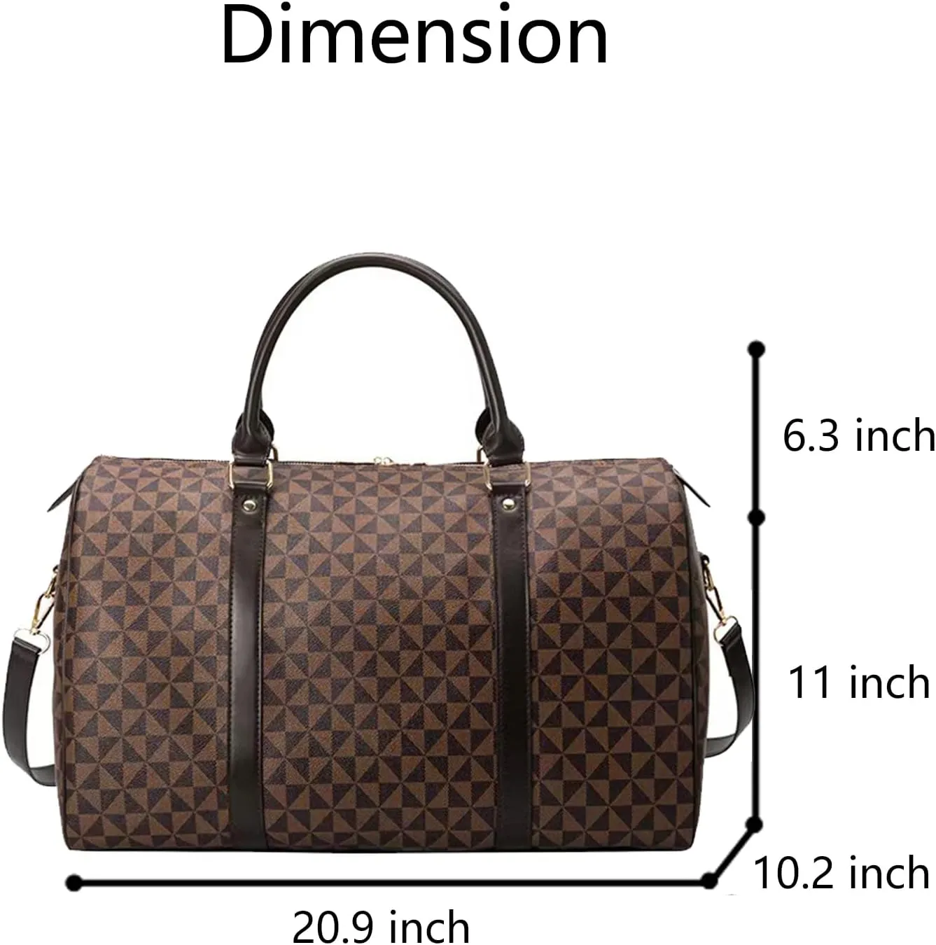 Large capacity Lightweight Weekender Bag Travel Duffel Bag for Women Men Overnight with Toiletry Bag Traveling Handbag for Gym Holiday (Brown)