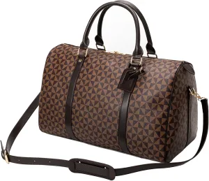Large capacity Lightweight Weekender Bag Travel Duffel Bag for Women Men Overnight with Toiletry Bag Traveling Handbag for Gym Holiday (Brown)
