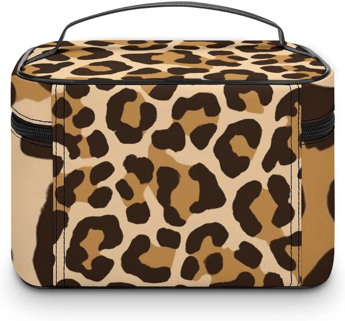 Large Capacity Makeup Bag for Women, Multifunctional Portable Cosmetic Case Wild Cheetah Leopard Print Toiletry Organizer Bag Travel Accessories
