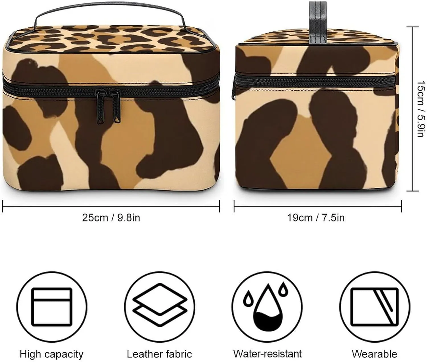 Large Capacity Makeup Bag for Women, Multifunctional Portable Cosmetic Case Wild Cheetah Leopard Print Toiletry Organizer Bag Travel Accessories