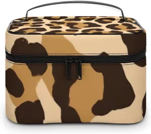 Large Capacity Makeup Bag for Women, Multifunctional Portable Cosmetic Case Wild Cheetah Leopard Print Toiletry Organizer Bag Travel Accessories