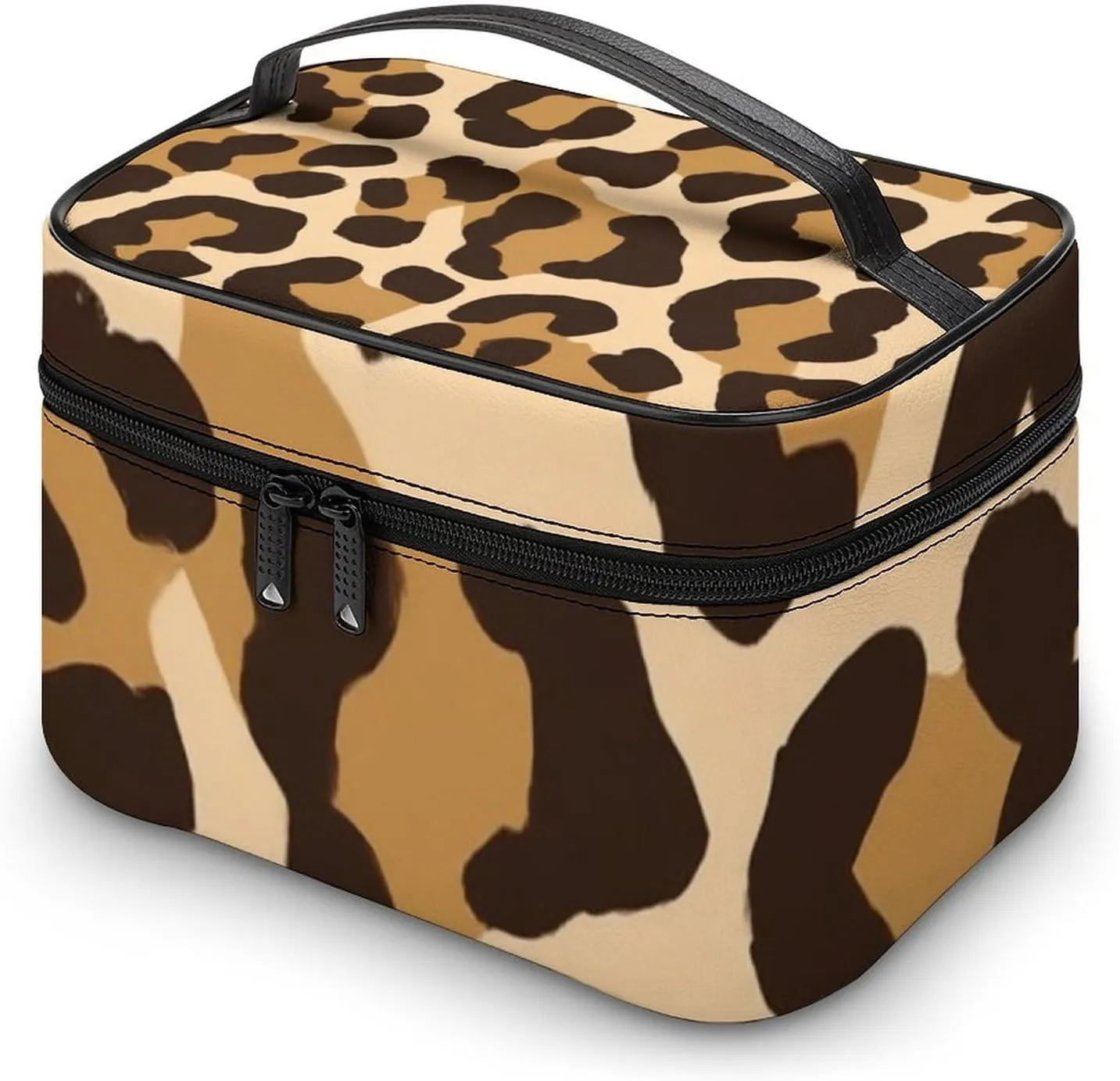 Large Capacity Makeup Bag for Women, Multifunctional Portable Cosmetic Case Wild Cheetah Leopard Print Toiletry Organizer Bag Travel Accessories