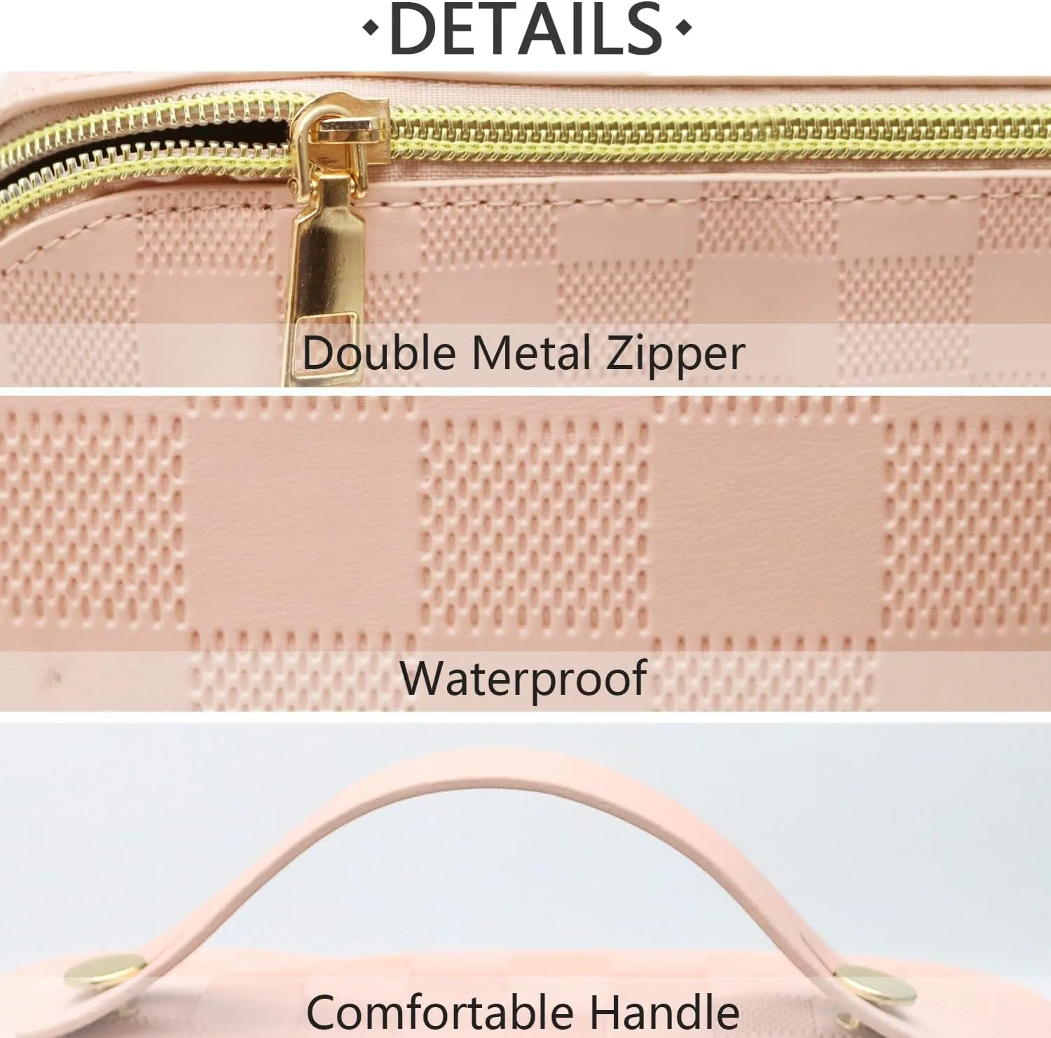 Large Capacity Makeup Bag, Travel Cosmetic Bag, PU Leather Makeup Pouches for Women, Waterproof Portable Large Wide-open Pouch with Divider and Handle for Travel Makeup Bag (pink)