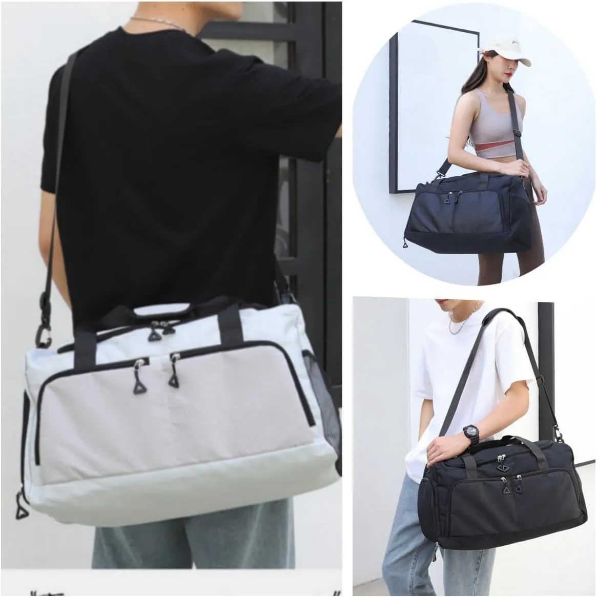 Large capacity men's and women's fitness bags, weekend overnight travel luggage bags, personal belongings travel bag, handbags, fitness dance bag (black)