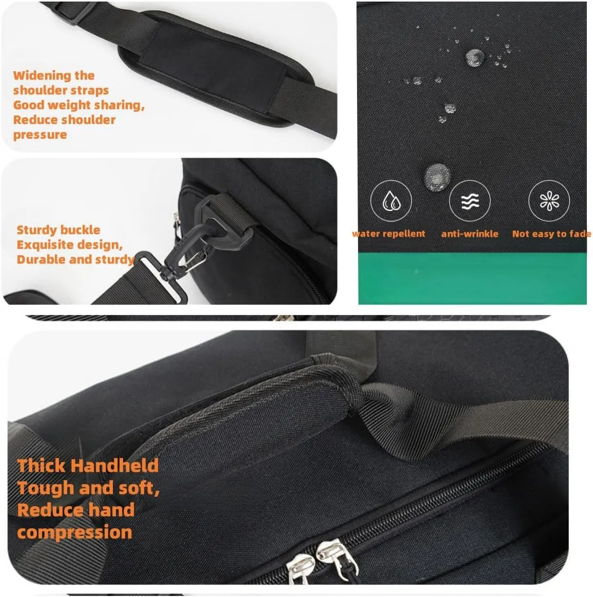 Large capacity men's and women's fitness bags, weekend overnight travel luggage bags, personal belongings travel bag, handbags, fitness dance bag (black)