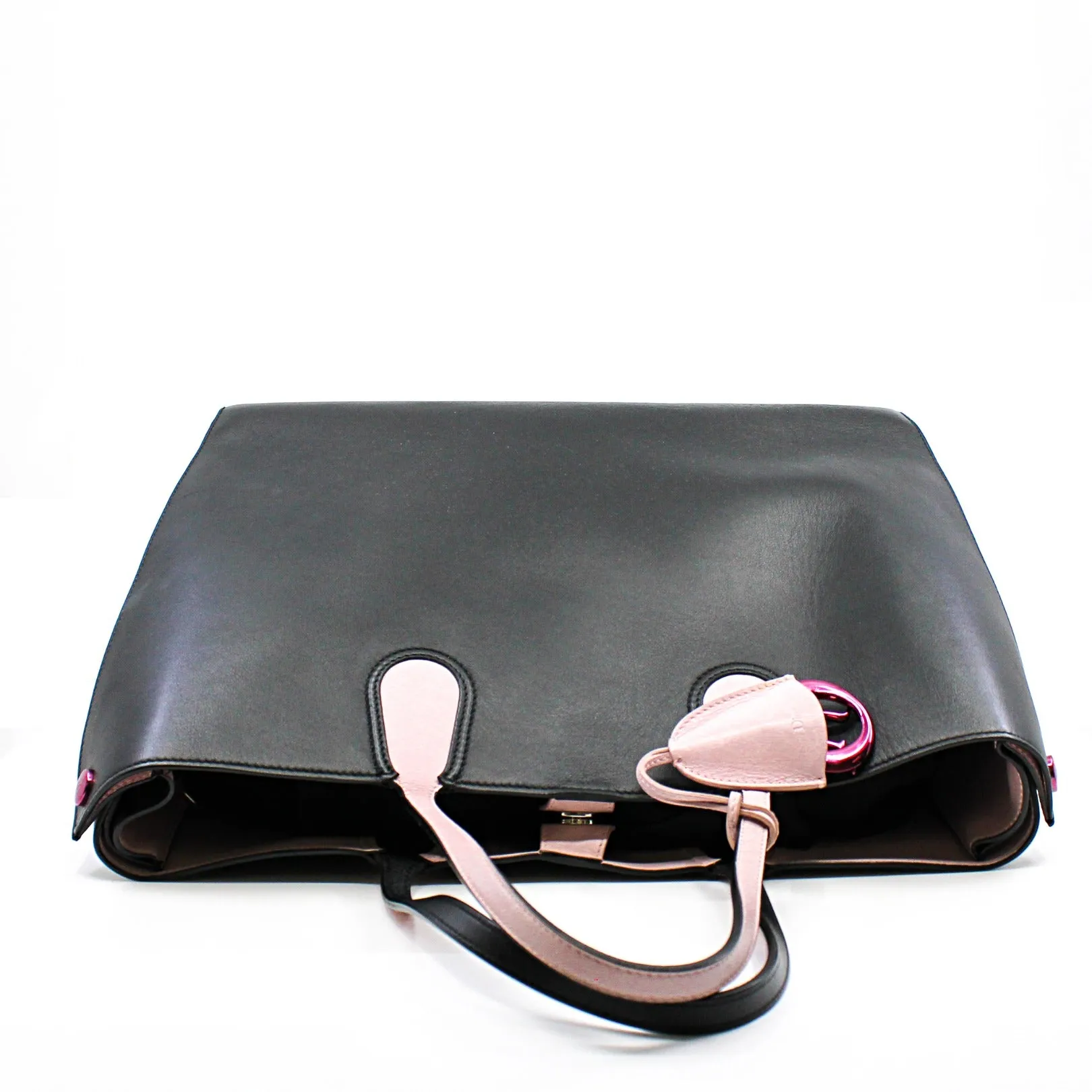Large Dior Addict In Black/Pink Leather Shopper Tote Bag Pink/SHW