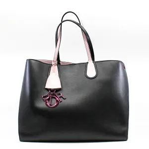 Large Dior Addict In Black/Pink Leather Shopper Tote Bag Pink/SHW