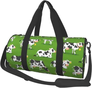 Large Duffle Bag for Travel - Cows With Calfs Green Gym Bag for Women Men, Foldable Travel Bags for Women Men with Zippered Multiple Pockets