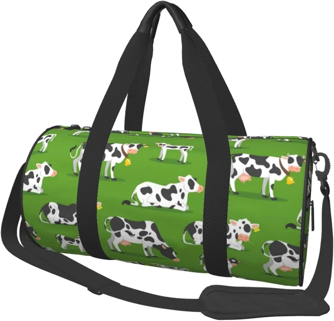 Large Duffle Bag for Travel - Cows With Calfs Green Gym Bag for Women Men, Foldable Travel Bags for Women Men with Zippered Multiple Pockets