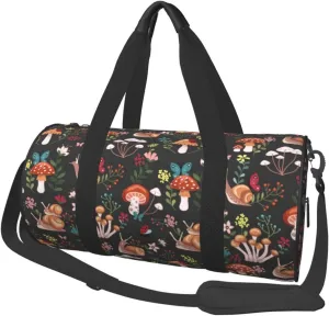 Large Duffle Bag for Travel - Mushroom With Snails Gym Bag for Women Men, Foldable Travel Bags for Women Men with Zippered Multiple Pockets