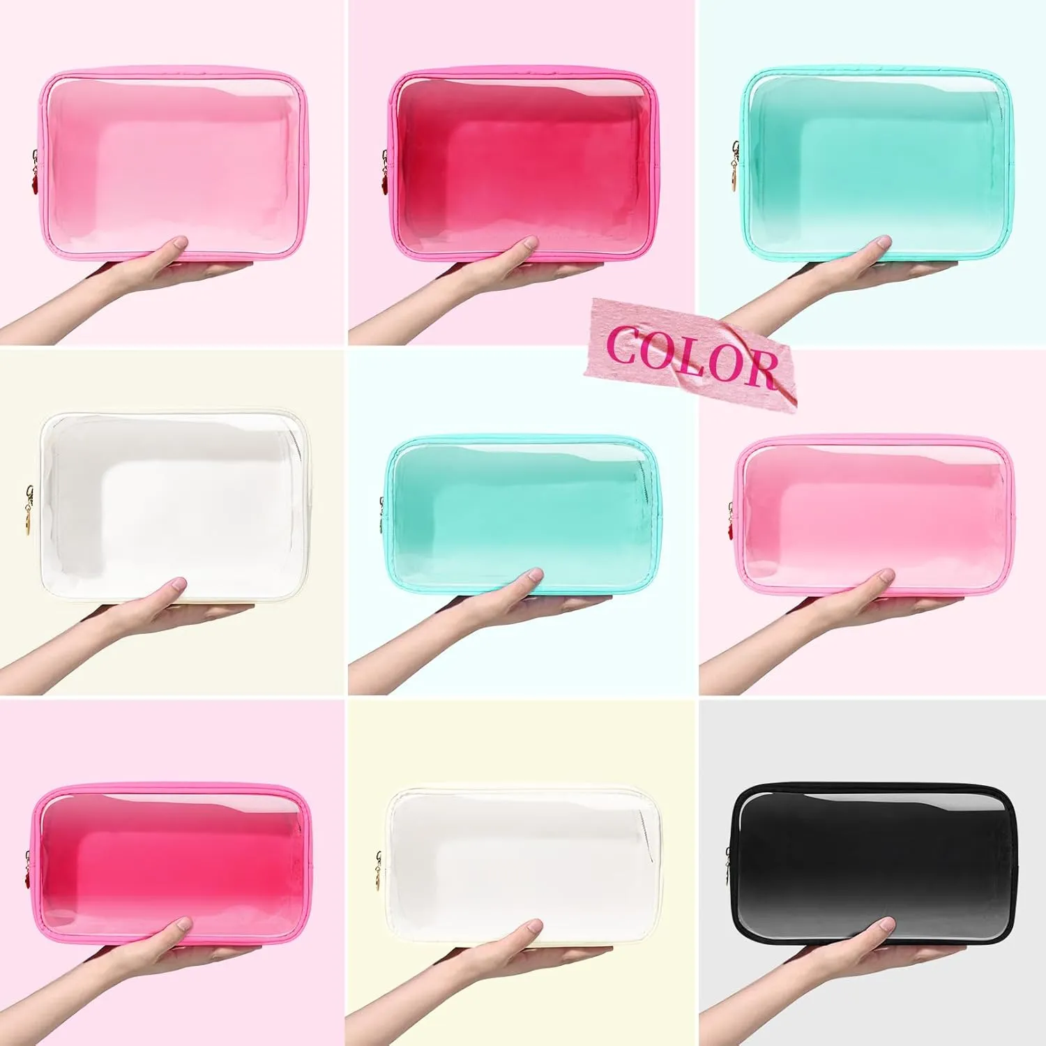 Large Makeup Bag for Purse Clear Makeup Bag Nylon&PVC Travel White Cosmetic Bag Preppy Cosmetic Zipper Pouc Toiletry Organizers Bag Coin Purse for Women