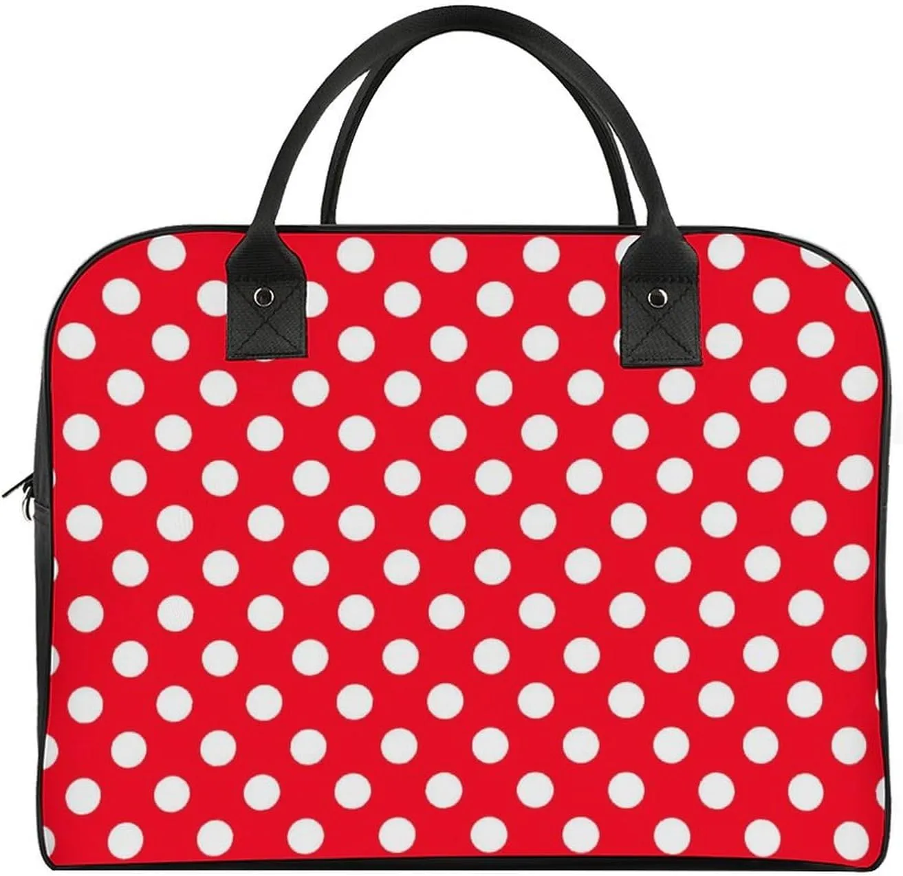 Large Portable Travel Bag, Carry On Bag, Sports Gym Dance Soft Bag, Oversized Weekender Bag For Women And Men Compatible with White Red Polka Dots