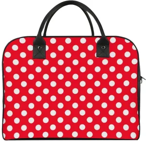 Large Portable Travel Bag, Carry On Bag, Sports Gym Dance Soft Bag, Oversized Weekender Bag For Women And Men Compatible with White Red Polka Dots
