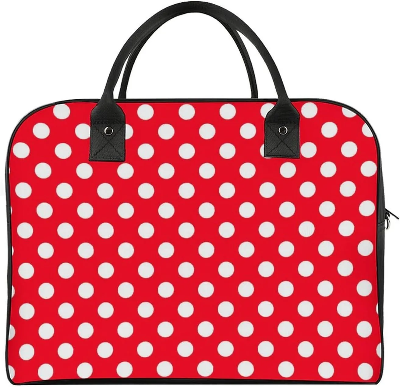 Large Portable Travel Bag, Carry On Bag, Sports Gym Dance Soft Bag, Oversized Weekender Bag For Women And Men Compatible with White Red Polka Dots
