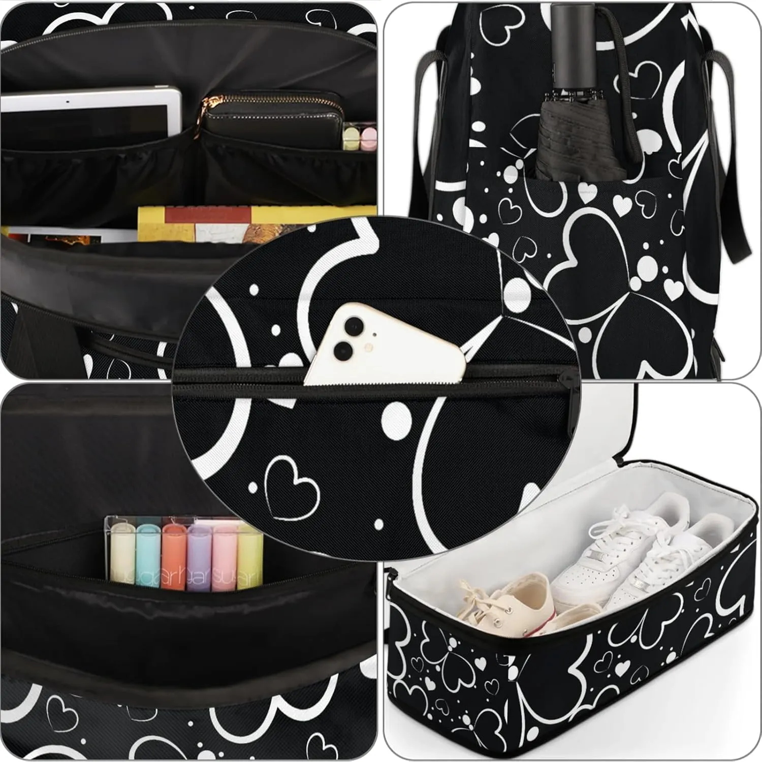 Large Travel Duffel Bag for Women Men Cute Butterfly Love Gym Bag Weekender Overnight Bags With Shoe Compartment Foldie Travel Tote Bag Carry On Personal Item Bag for Travel Gym Sports
