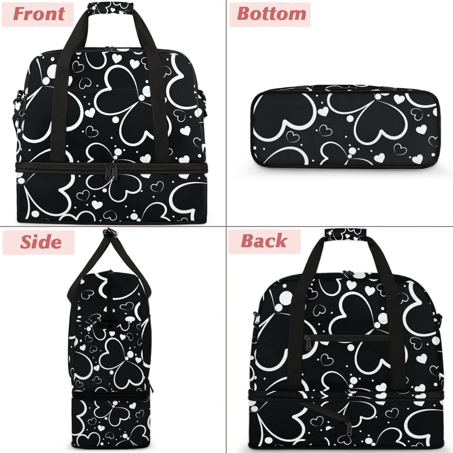 Large Travel Duffel Bag for Women Men Cute Butterfly Love Gym Bag Weekender Overnight Bags With Shoe Compartment Foldie Travel Tote Bag Carry On Personal Item Bag for Travel Gym Sports
