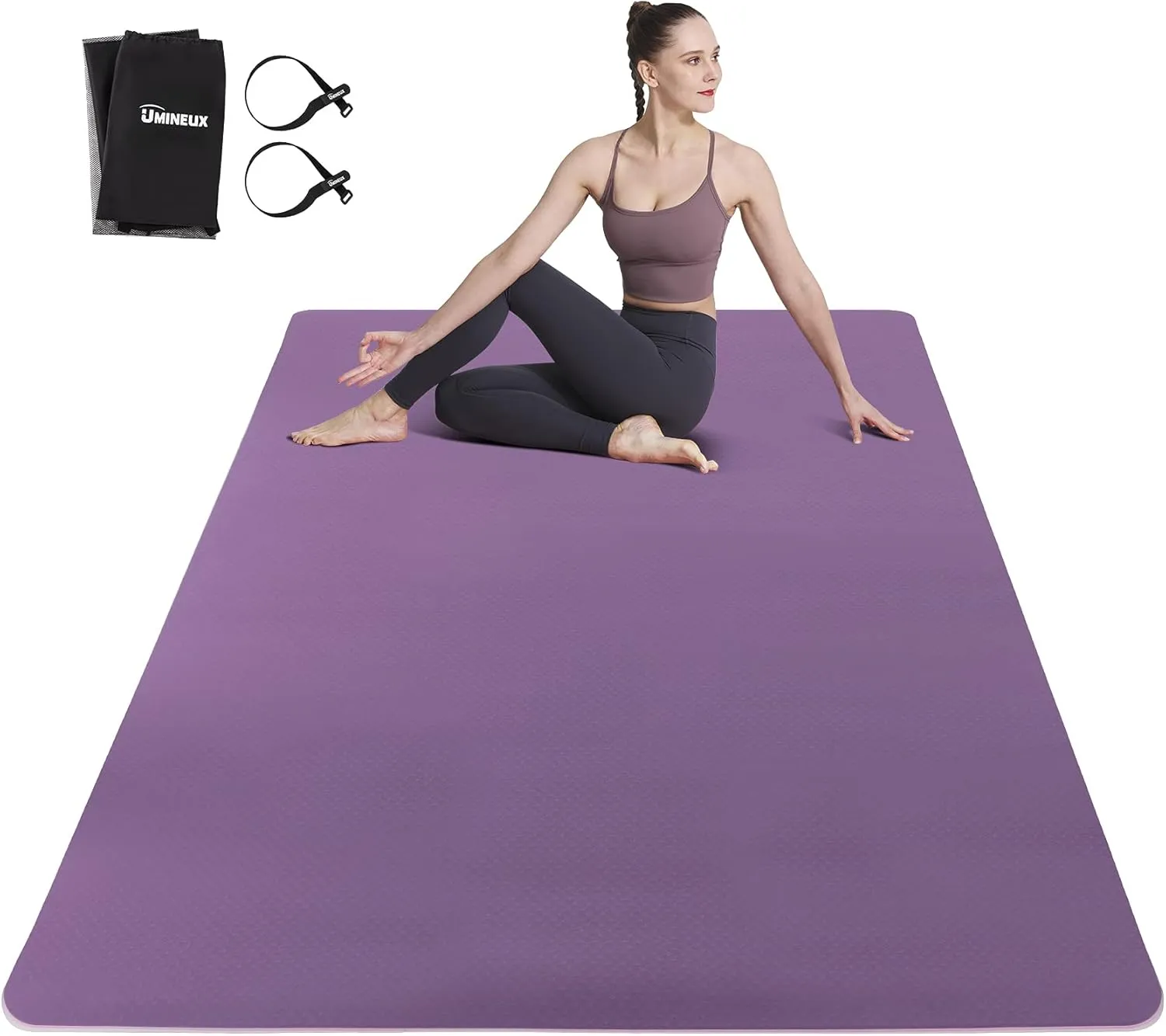Large Yoga Mat for Men and Women 1/4 & 2/5 Inch Extra Thick TPE Fitness Mat for Home Gym Workout, Non-Slip, Eco Friendly Exercise Mat for Yoga, Pilates, Stretching, Meditation