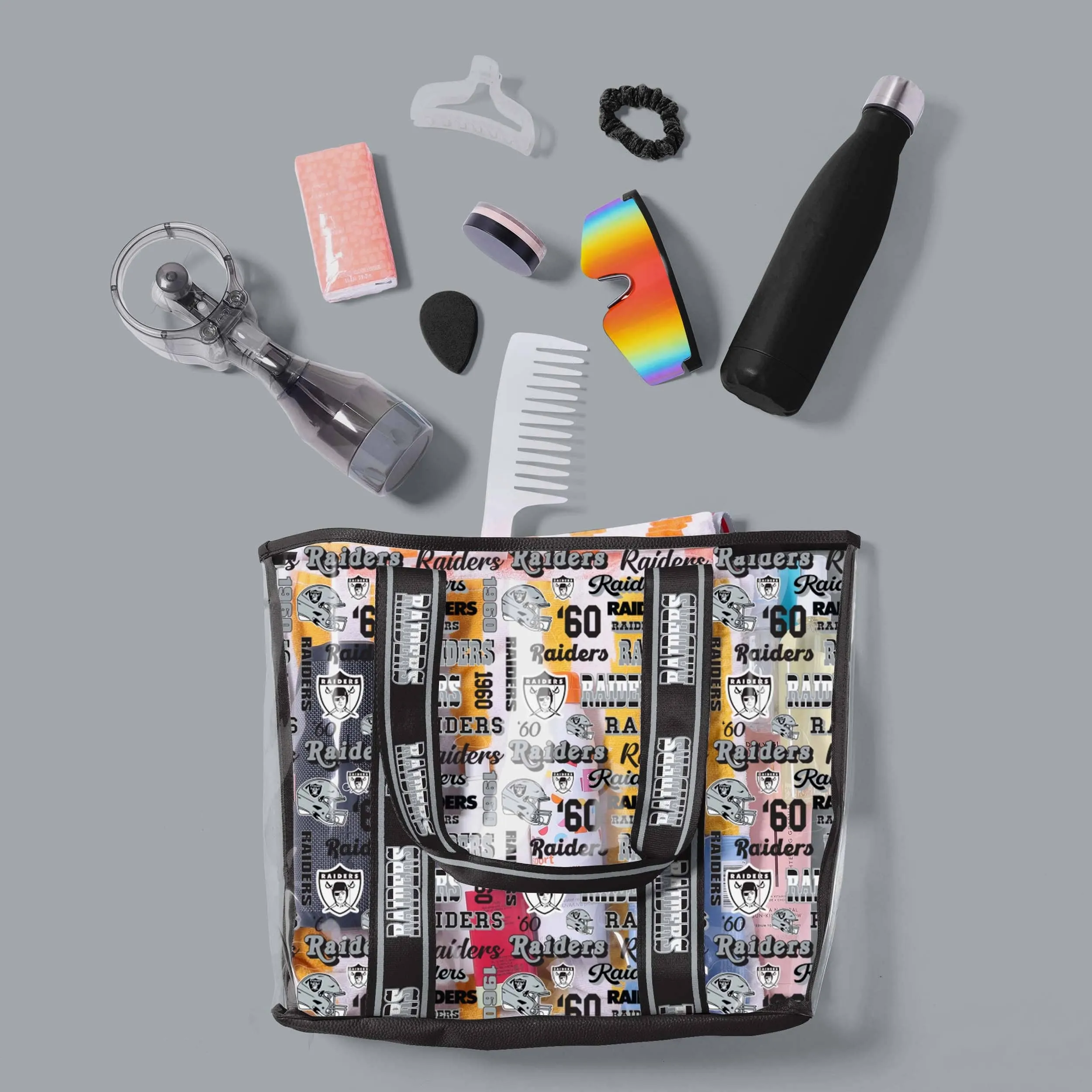 Las Vegas Raiders Repeat Retro Print Clear Tote Bag