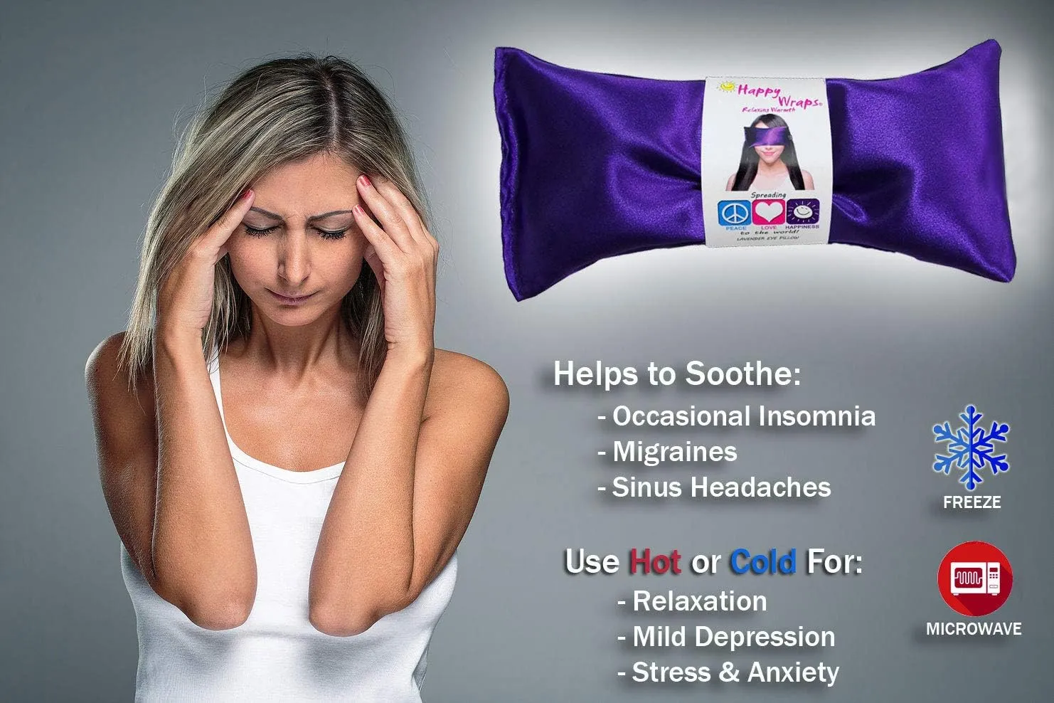 Lavender Eye Pillow - Hot Cold Weighted Eye Pillows for Yoga, Sleep, Relaxation, Stress, Migraine Relief - Aromatherapy Gifts for Women, Birthday, Teachers, Made in USA by Happy Wraps - Copper