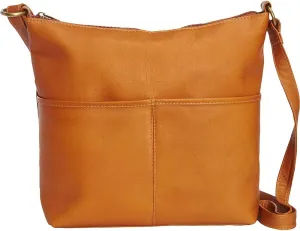 Le Donne Full-Grain Colombian Leather Carefree Top-Zip Shoulder Bag with Adjustable Strap and Smart Phone Holder