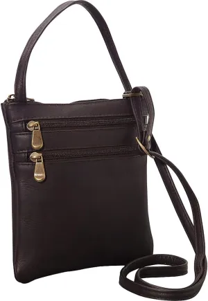 Le Donne Leather Two Zip Small Crossbody Bag Leather Purse Handbag Premium Colombian Leather Shoulder Bag