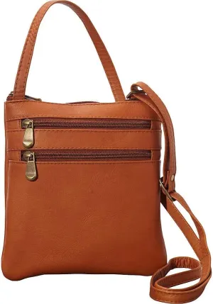 Le Donne Leather Two Zip Small Crossbody Bag Leather Purse Handbag Premium Colombian Leather Shoulder Bag