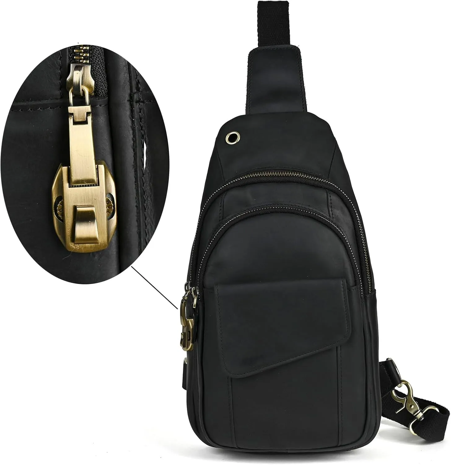Le'aokuu Men Outdoor Casual Travel Hiking Tea Crossbody Chest Sling Bag Rig One Shoulder Strap Bag Backpack Men Leather