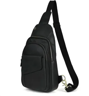 Le'aokuu Men Outdoor Casual Travel Hiking Tea Crossbody Chest Sling Bag Rig One Shoulder Strap Bag Backpack Men Leather
