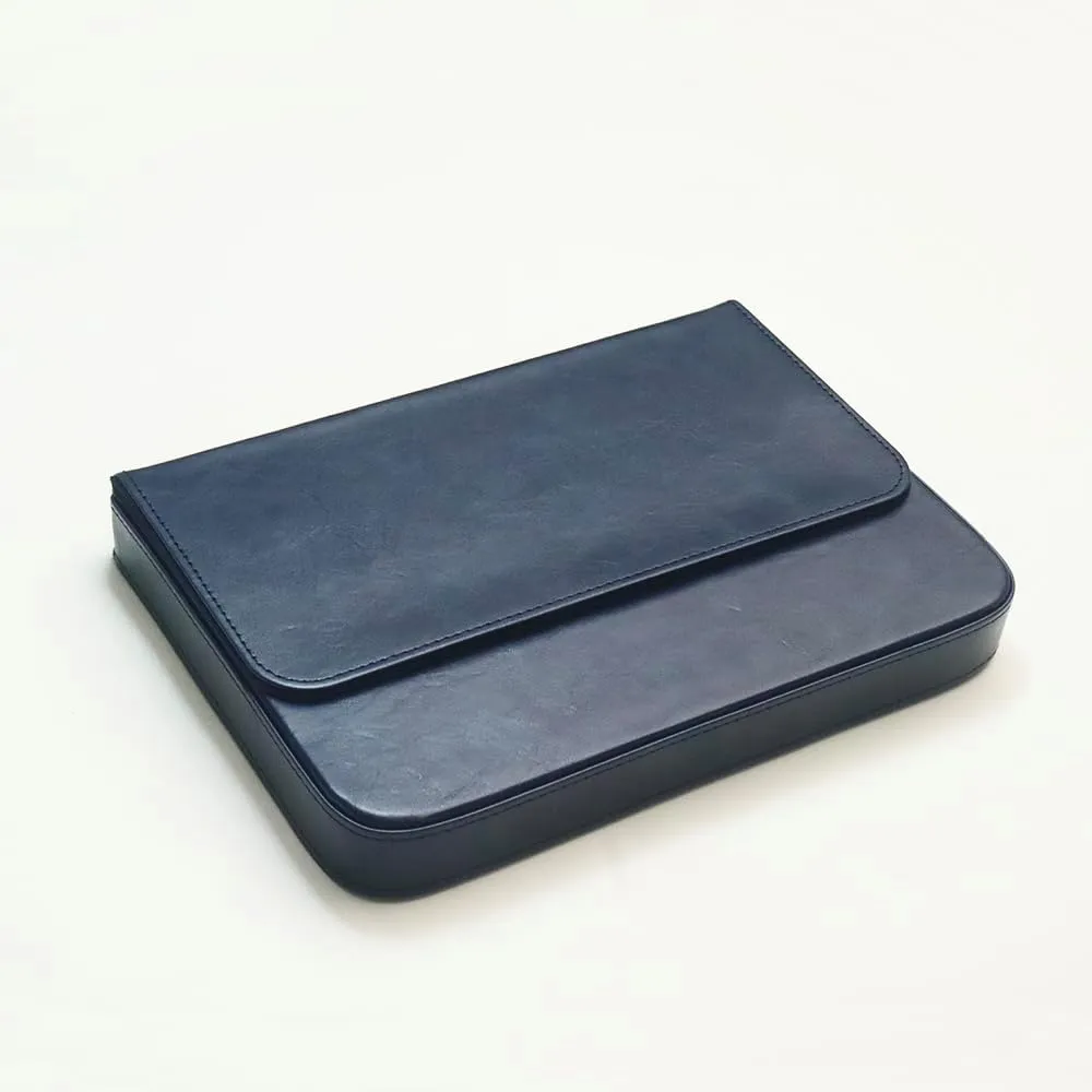 Leather 12 Fountain Pen/Pencil Tray Case Organizer, Fashion Design, Handmade, Magnetic Closure with Drawer, Christmas Gift for Man/Woman/Office, 12 Slots(blue)