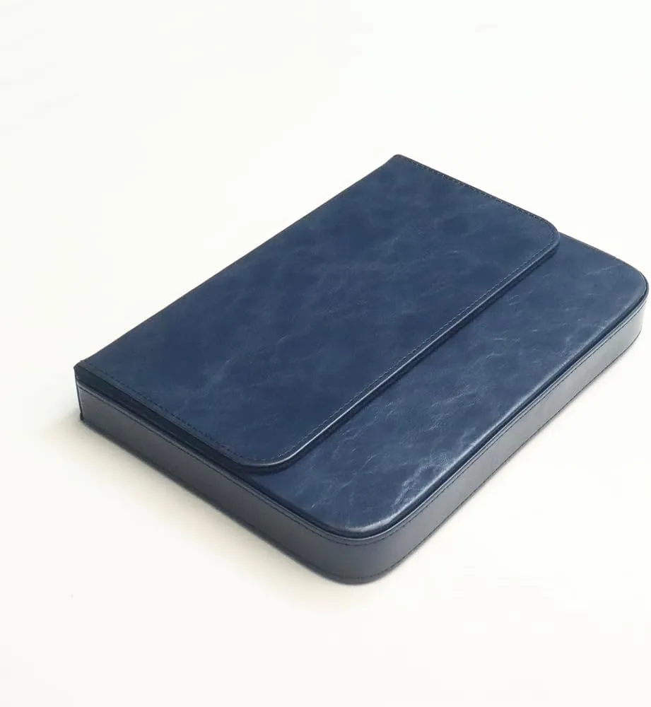 Leather 12 Fountain Pen/Pencil Tray Case Organizer, Fashion Design, Handmade, Magnetic Closure with Drawer, Christmas Gift for Man/Woman/Office, 12 Slots(blue)