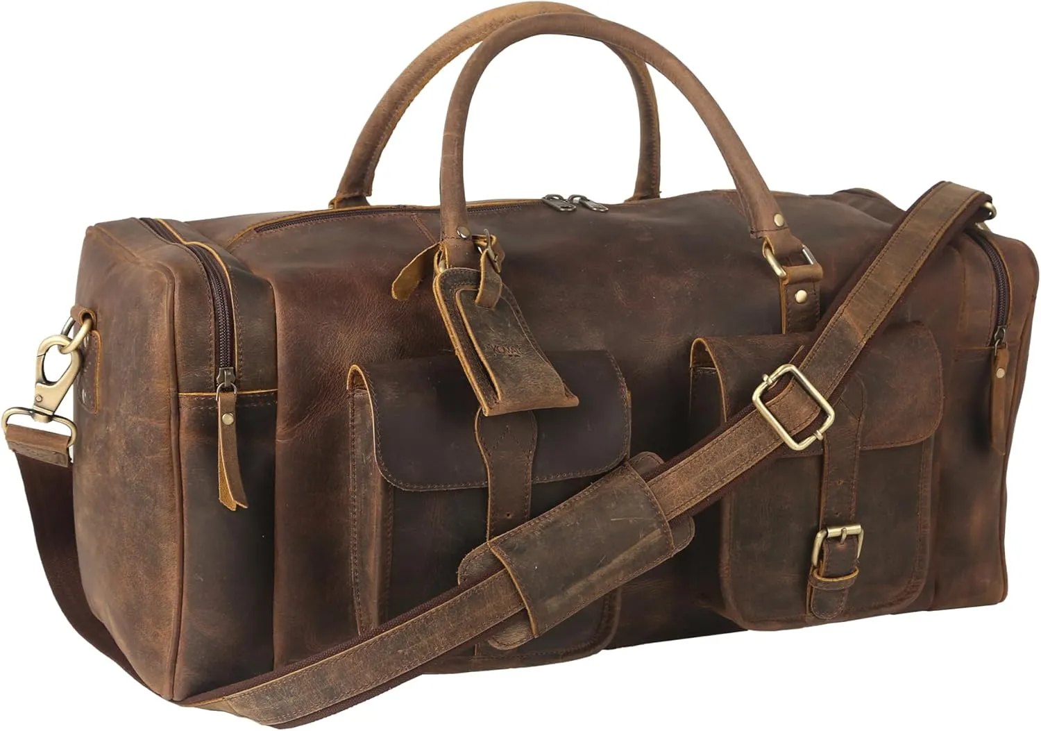 Leather 24 inch Duffel Bag Travel Sports Overnight Weekend Leather Duffle Bag for Gym Sports Cabin Holdall bag