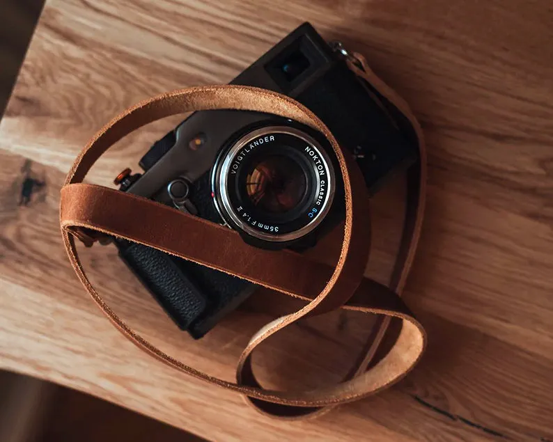 Leather Camera Strap for Women & Men
