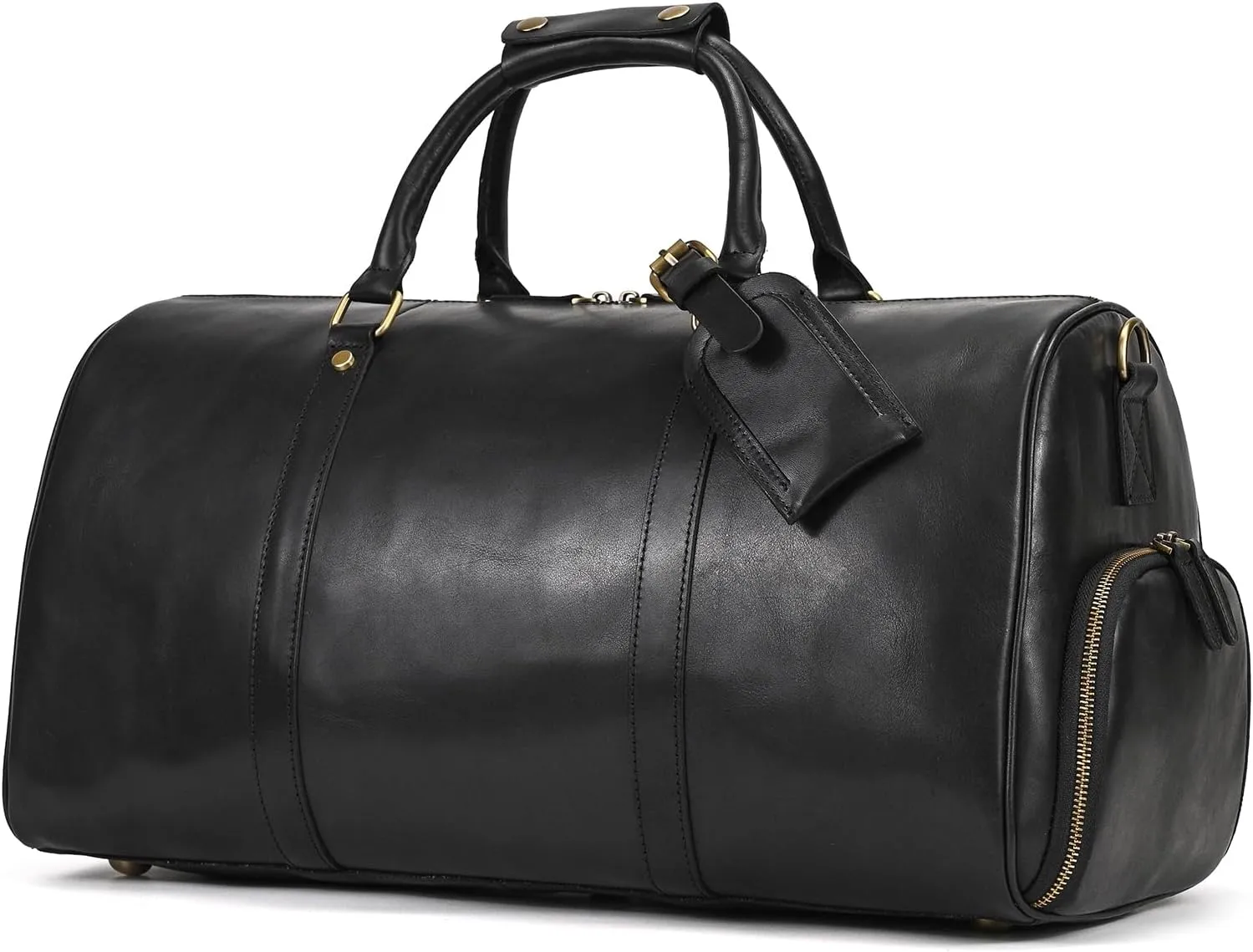 Leather Duffel Bags for Men and Women 20 Inch Full Grain Leather Travel Overnight Weekend Leather Bags Travel Duffel for Men, 9804 Black