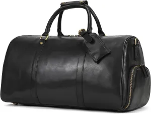Leather Duffel Bags for Men and Women 20 Inch Full Grain Leather Travel Overnight Weekend Leather Bags Travel Duffel for Men, 9804 Black