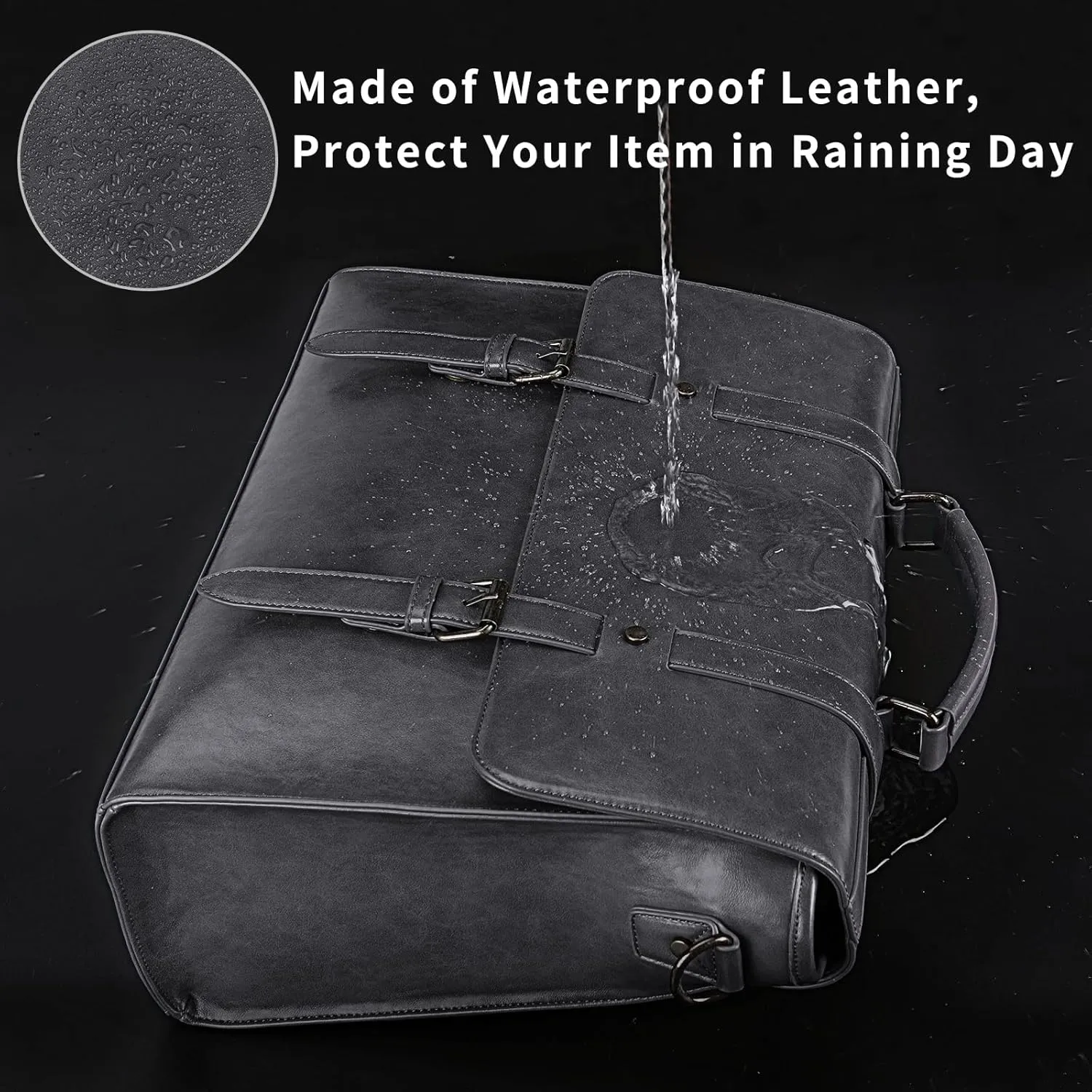Leather Mens Messenger Bag Vintage 15.6 Inch Waterproof Leather Laptop Briefcase Satchel Shoulder Bag Computer Laptop Bag Grey