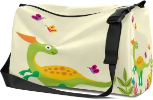 Leather Sport Gym Bag Cartoon Dinosaur Pattern Weekender Bag for Women and Men Carry On Bag Beast Travel Duffel Bag