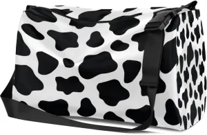Leather Sport Gym Bag Dairy Texture Pattern Weekender Bag for Women and Men Carry On Bag Animal Cow Travel Duffel Bag